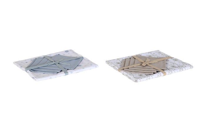 DKD Home Decor Set de 5 Manteles Stella Maris de Algodón, Surtido de 2