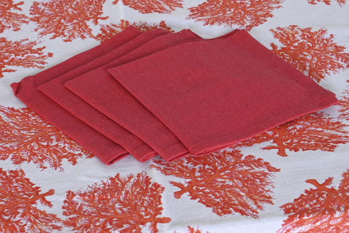 DKD Home Decor Mantel Atlantico Coral 22 Azul Fucsia 150 x 150 x 0.5 cm Set 5 Piezas