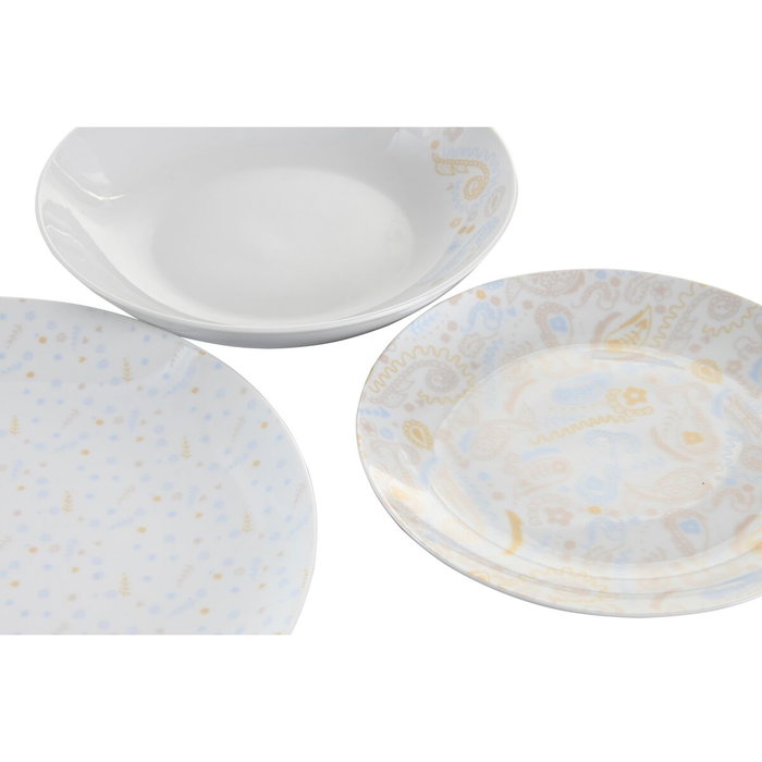 DKD Home Decor Set de Vajilla de 18 Piezas de Porcelana Bandana Pastel Rosa, Azul y Blanco DKD Home Decor Set de Vajilla de 18 Piezas de Porcelana Bandana Pastel Rosa, Azul y Blanco