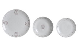 DKD Home Decor Vajilla Pixel love Scandi Rosa Blanco Porcelana Set de 18 Piezas 27 x 3 x 27 cm