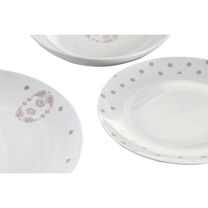 DKD Home Decor Set de Vajilla Pixel Love de 18 Piezas en Porcelana Rosa y Blanco DKD Home Decor Set de Vajilla Pixel Love de 18 Piezas en Porcelana Rosa y Blanco