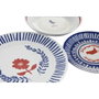 DKD Home Decor Set de Vajilla Blue Red Bird de 18 Piezas en Porcelana Azul, Rojo y Blanco