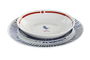 DKD Home Decor Vajilla Mediterraneo Azul Rojo Porcelana Set de 18 Piezas 27 x 27 x 3 cm
