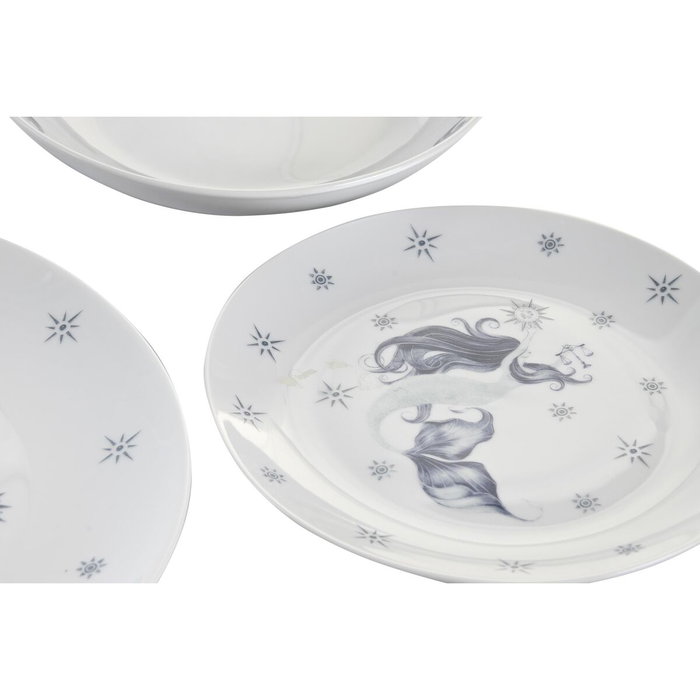 DKD Home Decor Set de Vajilla Stella Maris de 18 Piezas en Porcelana Azul y Blanco