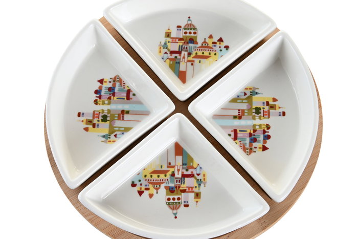 DKD Home Decor Set de Aperitivo BLUE RED BIRD de Gres DKD Home Decor Set de Aperitivo BLUE RED BIRD de Gres