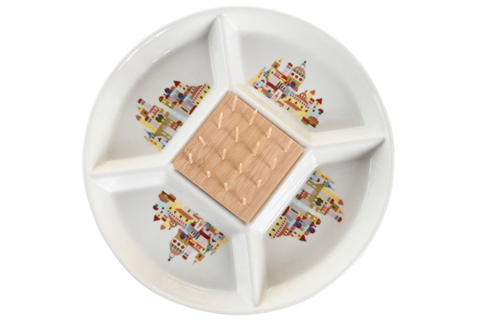 DKD Home Decor Bandeja de Aperitivo Gres y Bambú Blue Red Bird Multicolor DKD Home Decor Bandeja de Aperitivo Gres y Bambú Blue Red Bird Multicolor