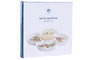 DKD Home Decor Bandeja de Aperitivo Gres y Bambú Blue Red Bird 22x22x7 cm