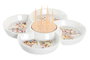 DKD Home Decor Bandeja de Aperitivo Gres y Bambú Blue Red Bird 22x22x7 cm
