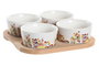 DKD Home Decor Set de Aperitivos BLUE RED BIRD de Gres
