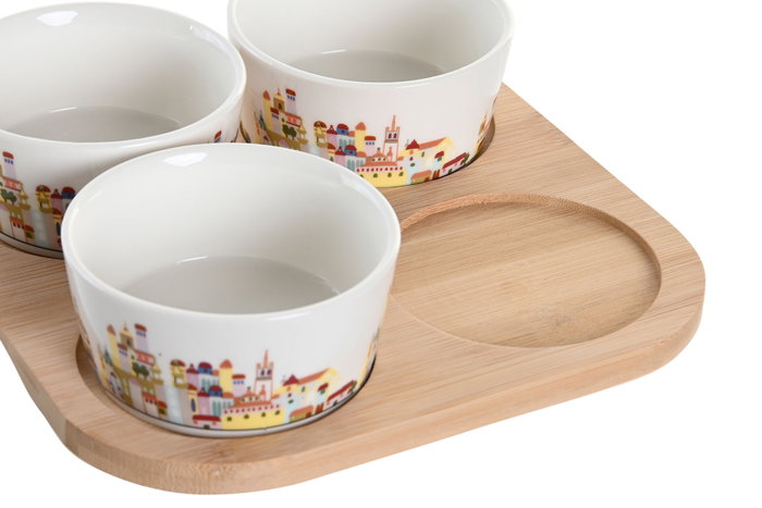 DKD Home Decor Set de Aperitivos BLUE RED BIRD de Gres