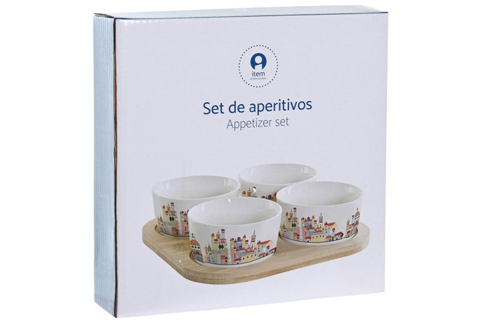 DKD Home Decor Set de Aperitivos BLUE RED BIRD de Gres