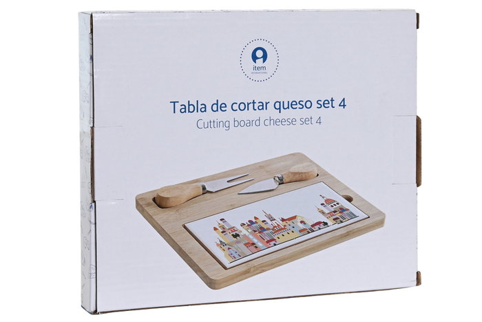 DKD Home Decor Set de 4 Tablas para Aperitivo BLUE RED BIRD en Bambú y Gres DKD Home Decor Set de 4 Tablas para Aperitivo BLUE RED BIRD en Bambú y Gres