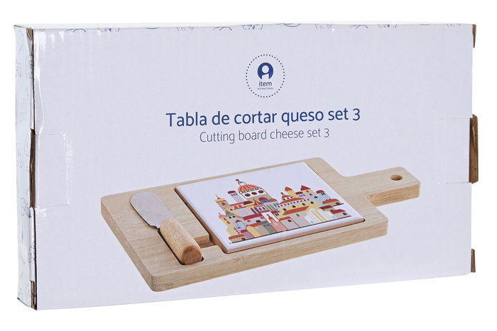 DKD Home Decor Set de 3 Tablas para Aperitivo Blue Red Bird