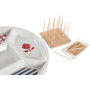 DKD Home Decor Bandeja de Aperitivo Casitas Azul de Gres y Bambú