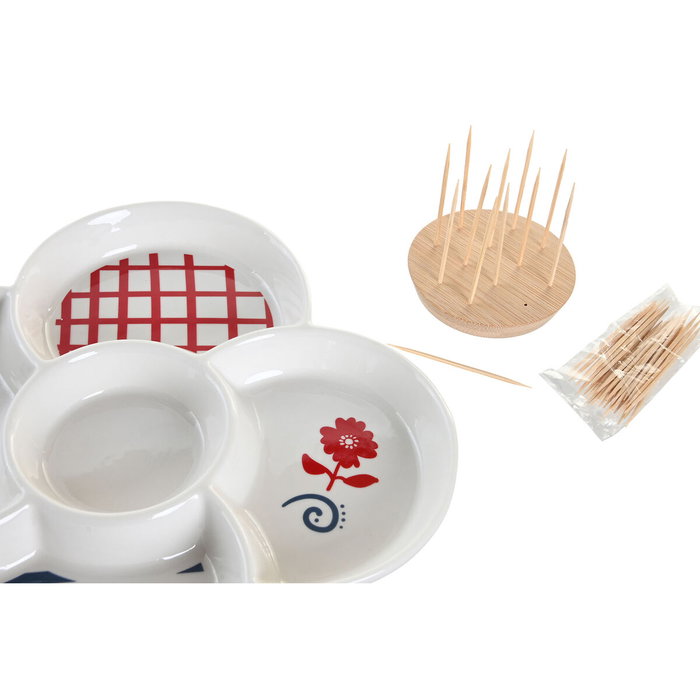 DKD Home Decor Bandeja de Aperitivo Casitas Azul, Blanco y Rojo DKD Home Decor Bandeja de Aperitivo Casitas Azul, Blanco y Rojo