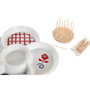 DKD Home Decor Bandeja de Aperitivo Casitas Azul, Blanco y Rojo