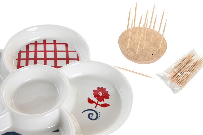 DKD Home Decor Casitas Aperitivo Mediterraneo Cottage Gres y Bambú Azul Rojo Blanco 22x22x7 cm DKD Home Decor Casitas Aperitivo Mediterraneo Cottage Gres y Bambú Azul Rojo Blanco 22x22x7 cm