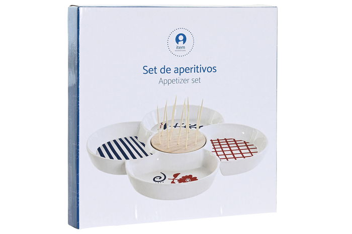 DKD Home Decor Casitas Aperitivo Mediterraneo Cottage Gres y Bambú Azul Rojo Blanco 22x22x7 cm DKD Home Decor Casitas Aperitivo Mediterraneo Cottage Gres y Bambú Azul Rojo Blanco 22x22x7 cm