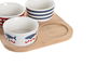DKD Home Decor Aperitivo Mediterraneo Cottage Casitas Set de 5 Piezas Gres y Bambú Azul Rojo Blanco Natural 19.7 x 19.7 x 1 cm