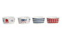 DKD Home Decor Aperitivo Mediterraneo Cottage Casitas Set de 5 Piezas Gres y Bambú Azul Rojo Blanco Natural 19.7 x 19.7 x 1 cm