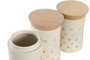 DKD Home Decor Bote Beige Gres y Bambú con Cierre Hermético 10 x 16 x 10 cm (3 Unidades)