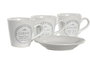 DKD Home Decor Tazas de café 11 x 2 x 11 cm Set de 6 Blanco Gres y Metal 90ml