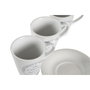 DKD Home Decor Set de Café de 6 Piezas en Gres y Metal Blanco