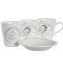 DKD Home Decor Set de Café de 6 Piezas en Gres y Metal Blanco