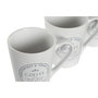 DKD Home Decor Set de 4 Tazas de Gres y Metal Blanco