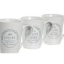 DKD Home Decor Set de 4 Tazas de Gres y Metal Blanco