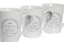 DKD Home Decor Set de 4 Tazas Blanco Gres y Metal 14 x 31 x 14 cm 300ml