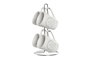 DKD Home Decor Set de 4 Tazas de Gres y Metal Blanco