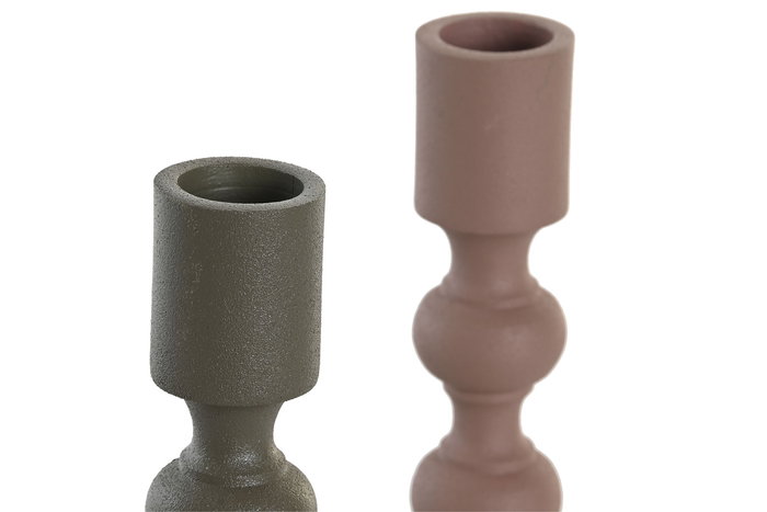 Candelabro Urban DKD Home Decor Rosa Verde 10.5 x 23.5 x 10.5 cm (2 Unidades)