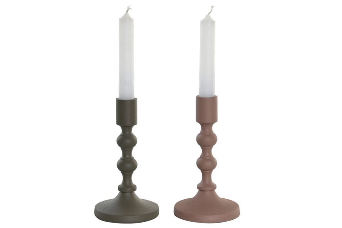 Candelabro Urban DKD Home Decor Rosa Verde 10.5 x 23.5 x 10.5 cm (2 Unidades)