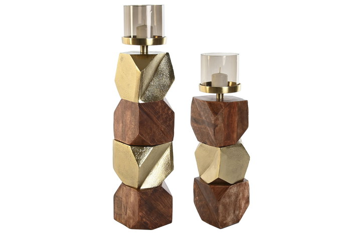 DKD Home Decor Portavela Moderno Dorado Marron 10 x 40.5 x 10 cm