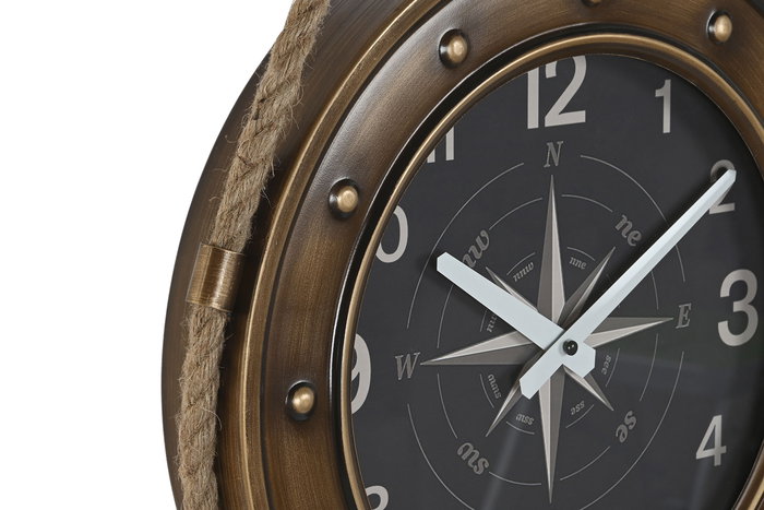 DKD Home Decor Reloj de Pared Loft Negro Dorado 8 x 71 x 43 cm (2 Unidades)