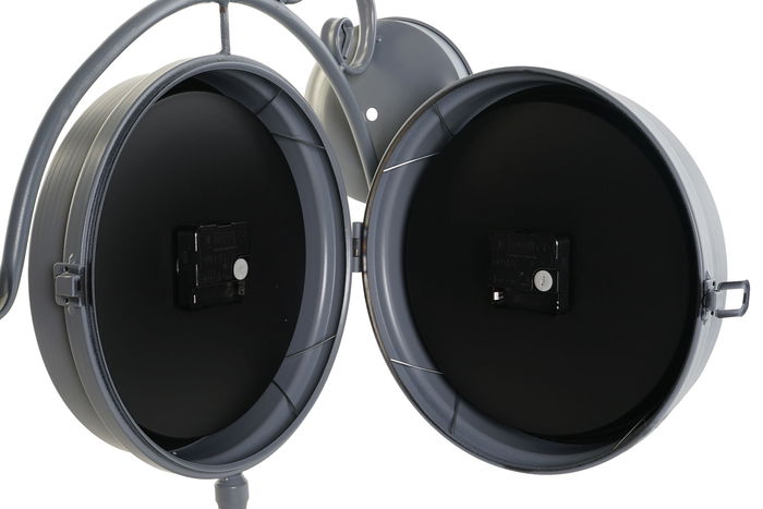 DKD Home Decor Reloj Pared Tradicional Gris Dorado Hierro Cristal 2 Unidades 43 x 47 x 14.5 cm