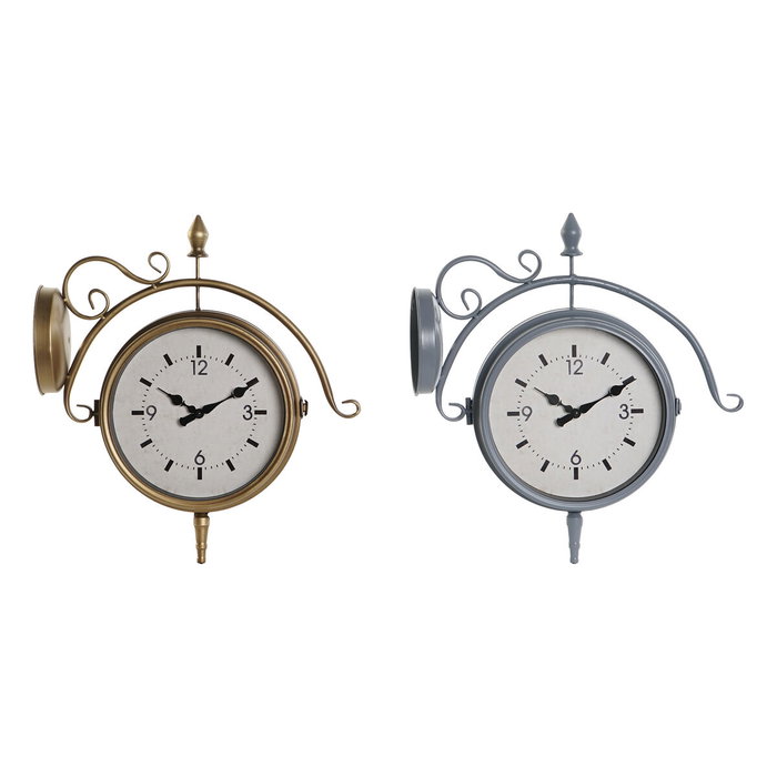 DKD Home Decor Reloj de Pared de Hierro y Cristal Estación Surtido de 2 Unidades