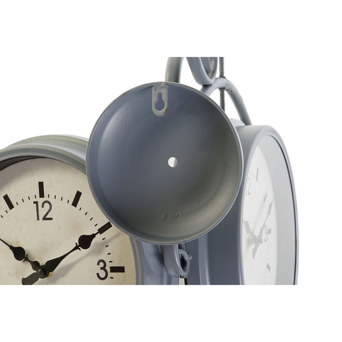 DKD Home Decor Reloj de Pared de Hierro y Cristal Estación Surtido de 2 Unidades