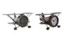 DKD Home Decor Reloj de Sobremesa Avión, Set de 2 unidades, Dorado y Plateado