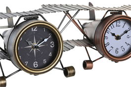 DKD Home Decor Reloj Sobremesa Loft Dorado Plateado 21 x 14 x 35 cm (2 Unidades)