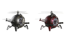 DKD Home Decor Set de 2 Relojes de Sobremesa Helicop en Hierro y Cristal, Rojo y Plateado