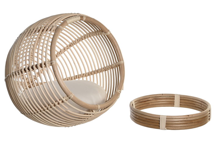 DKD Home Decor Cama Mascota Balines Ratán Natural 50 x 55 x 55 cm