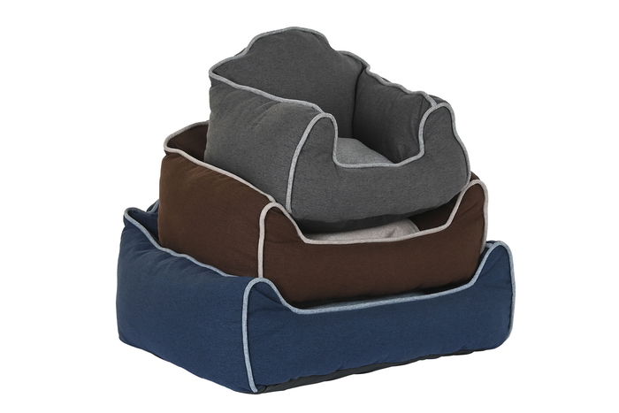DKD Home Decor Cama Mascota Azul Marron Gris Set de 3 61 x 34 x 72 cm