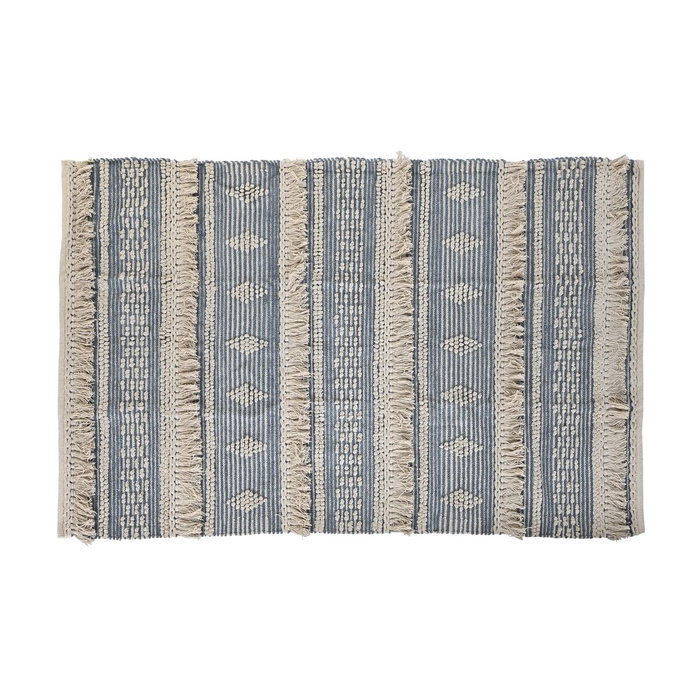 Alfombra DKD Home Decor 180 x 120 x 2 cm Azul Algodón Blanco Boho Alfombra DKD Home Decor 180 x 120 x 2 cm Azul Algodón Blanco Boho