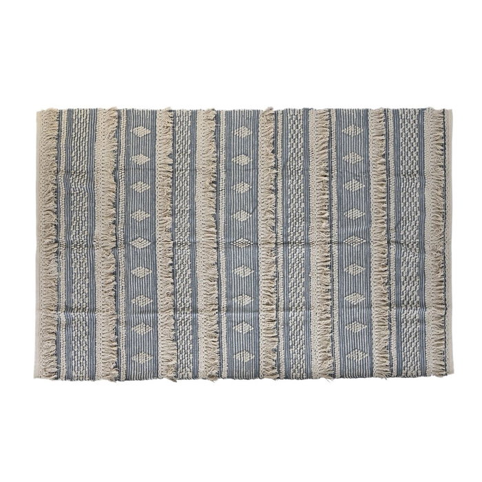 DKD Home Decor Alfombra de Algodón 230x160x2 cm Azul y Blanco