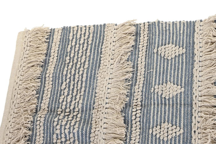 DKD Home Decor Alfombra Boho Azul Blanco 160 x 2 x 230 cm Algodon