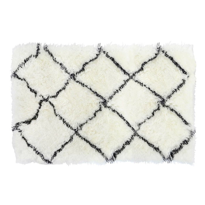 DKD Home Decor Alfombra de Poliéster con Diseño de Rombos 120x180 cm Blanco y Negro DKD Home Decor Alfombra de Poliéster con Diseño de Rombos 120x180 cm Blanco y Negro