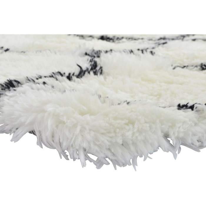 DKD Home Decor Alfombra de Poliéster con Diseño de Rombos, 160x230x5 cm, Blanco y Negro