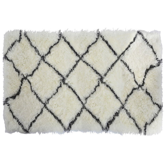 DKD Home Decor Alfombra de Poliéster con Diseño de Rombos, 160x230x5 cm, Blanco y Negro